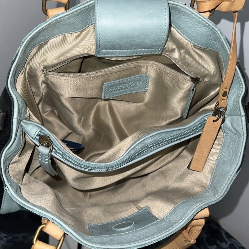American Leather Co Lavina Convertible Satchel Glacier Lake Multi Blue AUTHENTIC - Picture 11 of 14